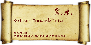 Koller Annamária névjegykártya